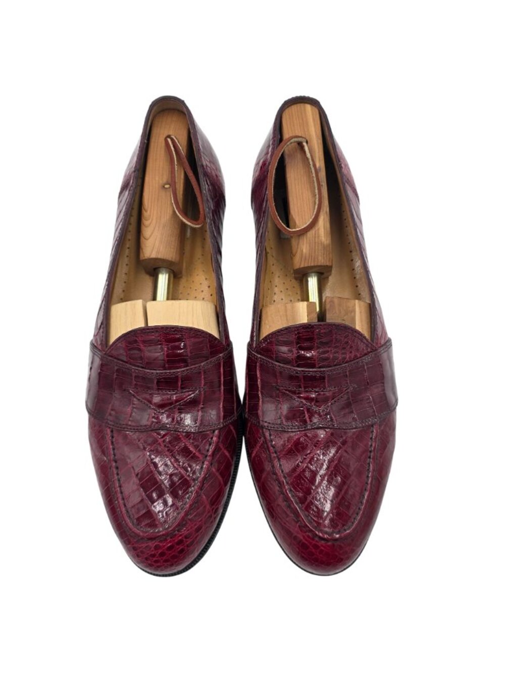 Vintage Crocodile Burgundy David Eden Exotic Italy Loafers Mens 11 Dress Shoes - Picture 12 of 15